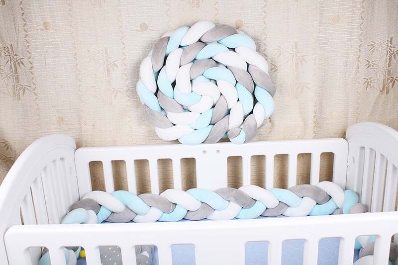 1M/2M/3M Length Nordic Knot Newborn Bumper Knot Long Knotted Braid Pillow Baby Bed Fence Woven Plush Crib Cushion Bed Fence